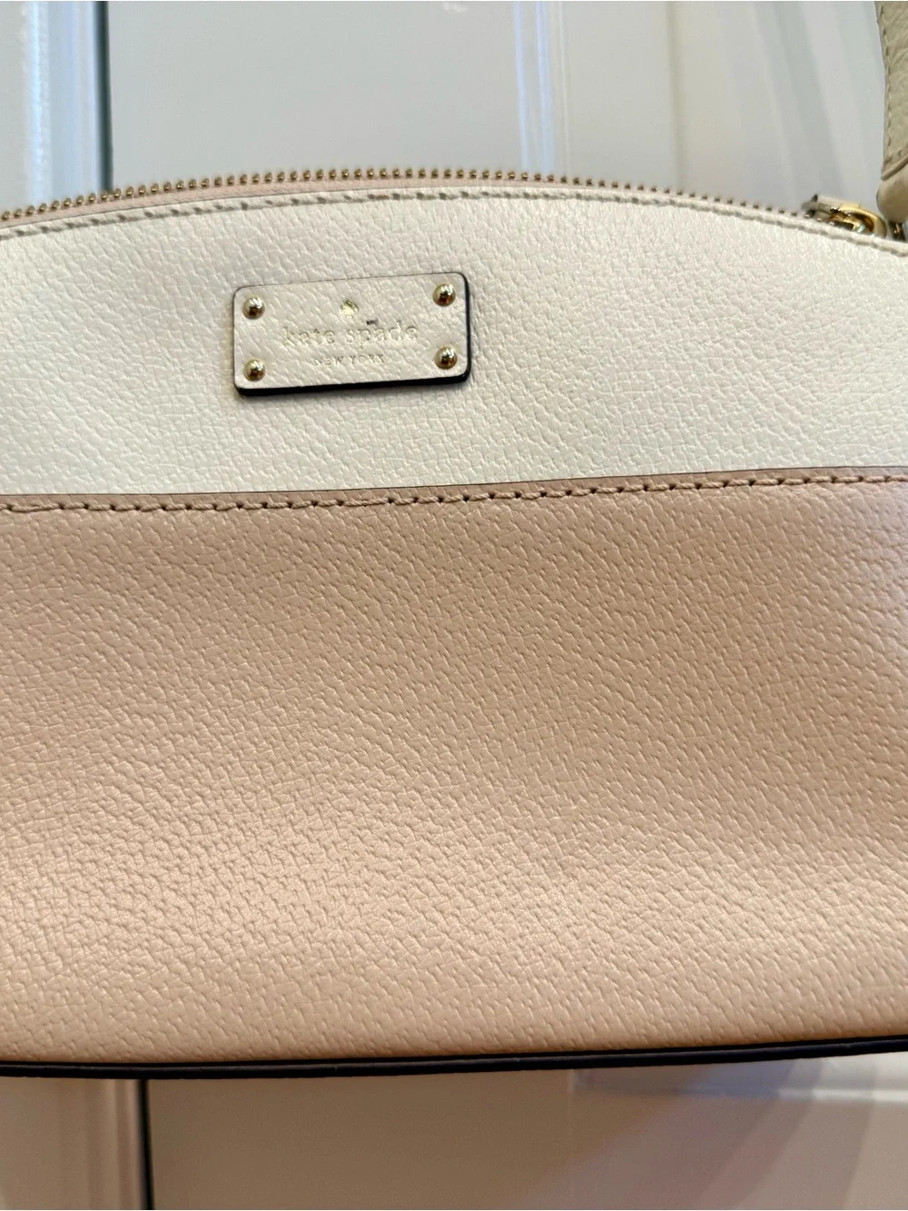 kate spade Two-Tone Cream and Blush Leather Crossbody Bag